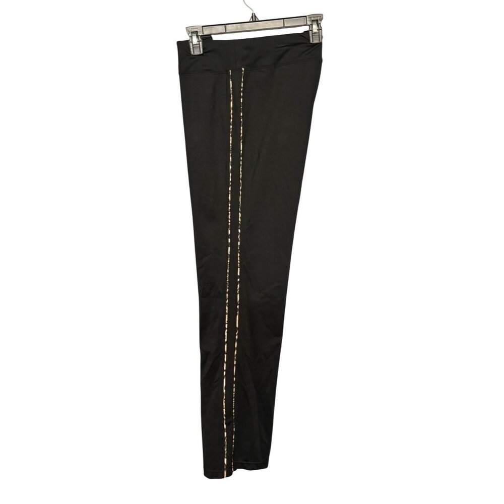 Neiman Marcus Exclusive Women's L Black Stretch Pants Animal Print Side Stripes‎